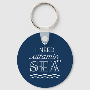 I Need Vitamin Sea Navy Button Keychain