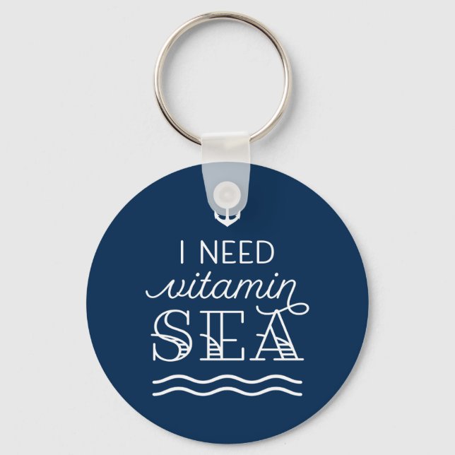 I Need Vitamin Sea Navy Button Keychain (Front)