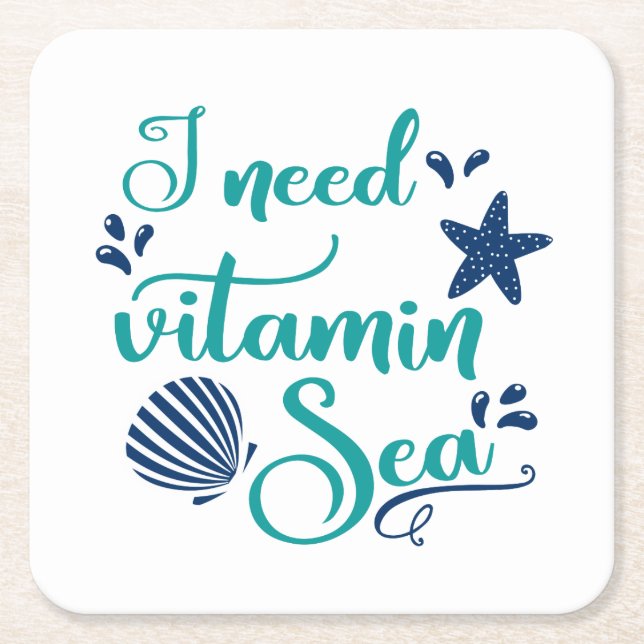 i need vitamin sea square paper coaster (Front)