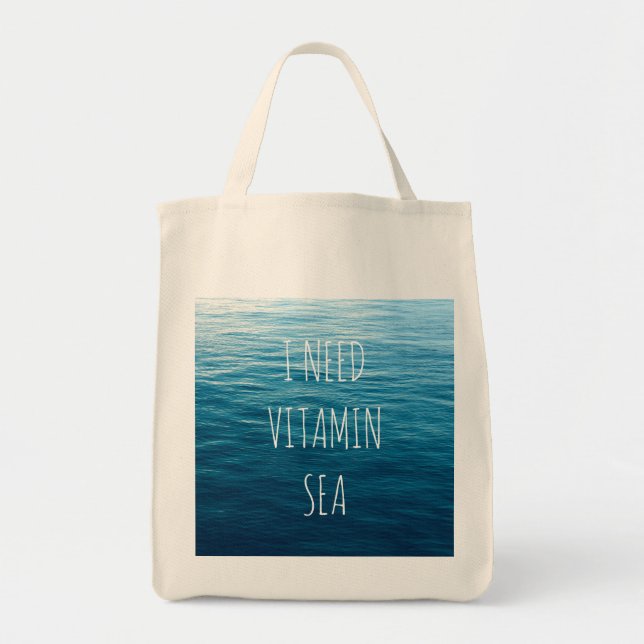 I NEED VITAMIN SEA - Tote bag with sea background. (Front)