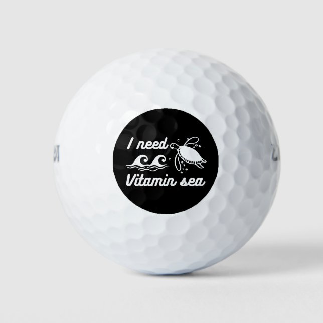 I  Need Vitamin Sea Turtle Golf Balls (Front)