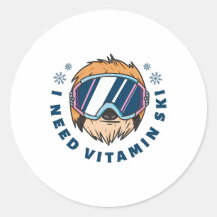 I Need Vitamin Ski - Skiing Classic Round Sticker