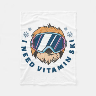 I Need Vitamin Ski - Skiing Fleece Blanket
