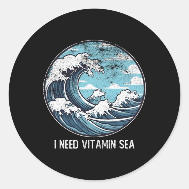 I Need Vitamin Wave Sea For Sea Kanagawa Classic Round Sticker (Front)