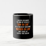 I Never Dreamed Id End Up Being A Son In Law Gift Two-Tone Coffee Mug<br><div class="desc">I Never Dreamed Id End Up Being A Son In Law Gift Perfect Gifts: Ideal gifts for daughter son from mum dad mother father giving on Birthday, Graduation, Anniversaries, Wedding, Mother's day or Christmas. Perfect gift for all occasions Customised Personalised Gift Choice Great Gift Idea Printed In The USA, Eco-Friendly...</div>