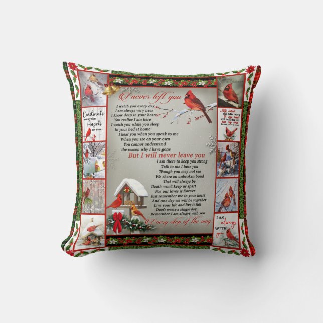 I Never Left You, Christmas Cardinal Quilt Blanket Cushion (Front)