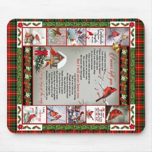 I Never Left You, Christmas Cardinal Quilt Blanket Mouse Pad (Front)