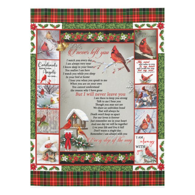 I Never Left You, Christmas Cardinal Quilt Blanket Tablecloth (Front)