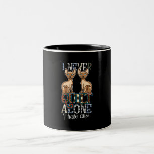 I Never Quilt Alone I Have Cats Sewing Quilting Two-Tone Coffee Mug