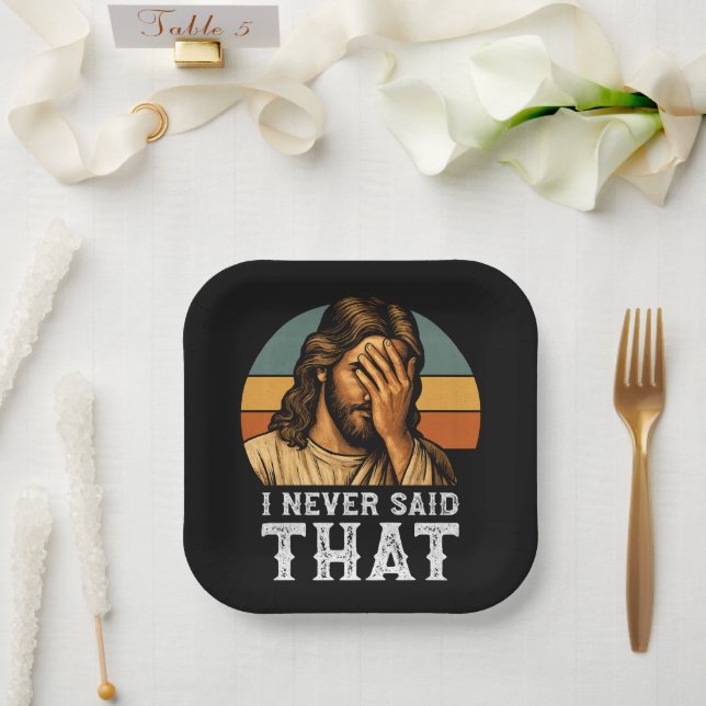 I Never Said That Jesus Meme Funny Christian Paper Plate (Wedding)