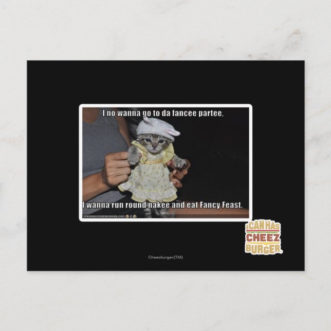 I no wanna go to da fancee partee postcard (Front)