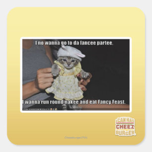 I no wanna go to da fancee partee square sticker
