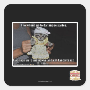 I no wanna go to da fancee partee square sticker