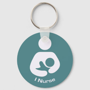 I Nurse Pro-Breastfeeding Icon (Teal) Key Ring