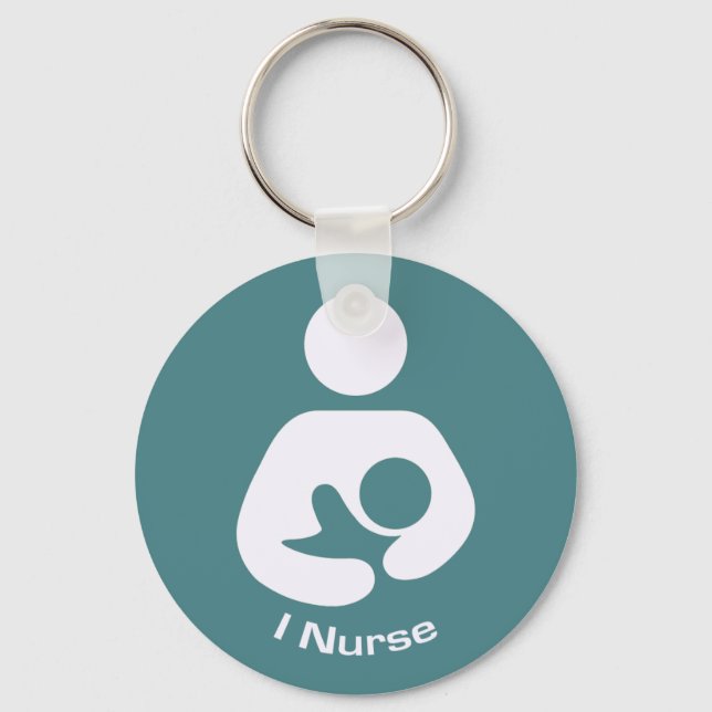 I Nurse Pro-Breastfeeding Icon (Teal) Key Ring (Front)