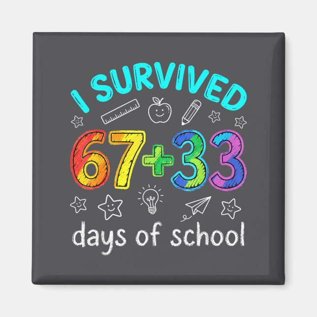 I Of Survived 100 Days 67 Meme Magnet (Front)
