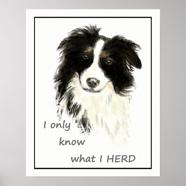 "I only know what I HERD" "Border Collie" quote Poster (Front)