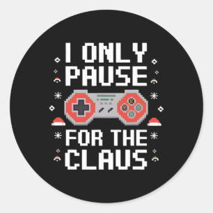 I Only Pause For The Claus Retro Video Game Christ Classic Round Sticker