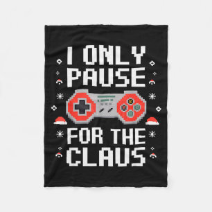 I Only Pause For The Claus Retro Video Game Christ Fleece Blanket