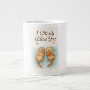 I Otterly Adore You – Cute Watercolor Otter Love Large Coffee Mug