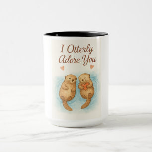 I Otterly Adore You – Cute Watercolor Otter Love Mug