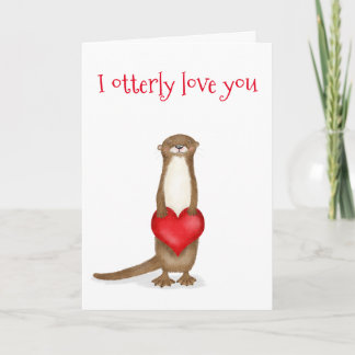 I otterly love you cute otter Valentine's card