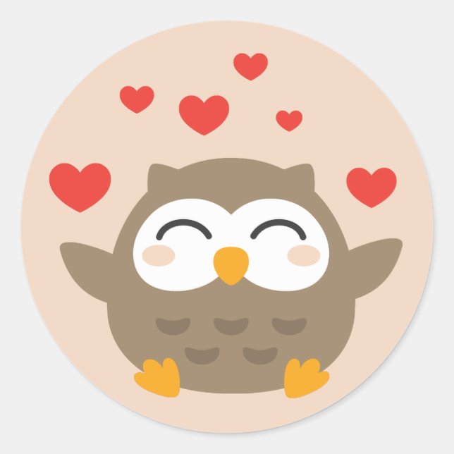 I Owl You Illustration Classic Round Sticker (Front)