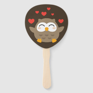 I Owl You Illustration Hand Fan