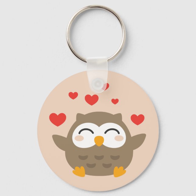 I Owl You Illustration Key Ring (Front)
