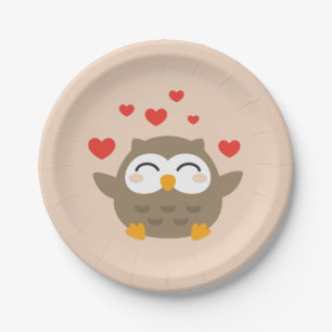 I Owl You Illustration Paper Plate