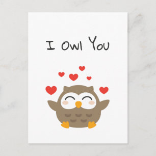I Owl You Illustration Postcard