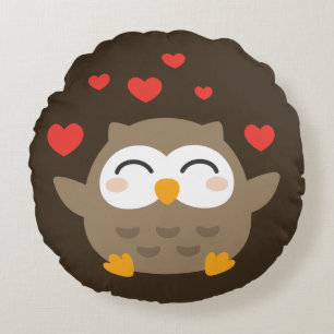 I Owl You Illustration Round Cushion
