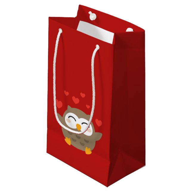 I Owl You Illustration Small Gift Bag (Front Angled)