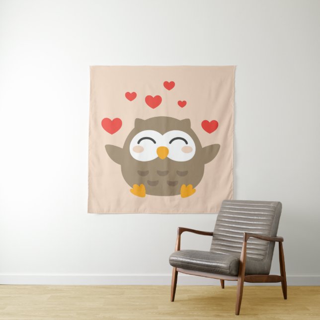 I Owl You Illustration Tapestry (In Situ)