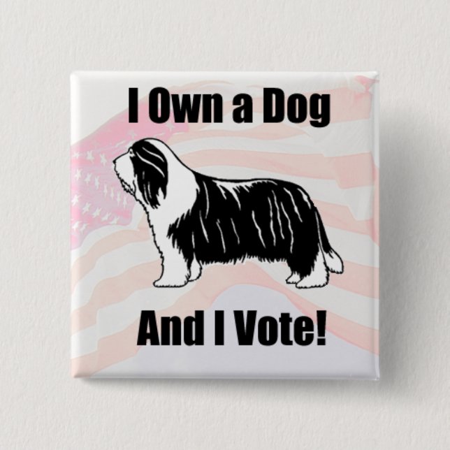 i Own a Beardie Square Button (Front)