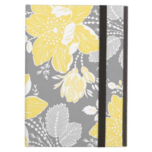 i Pad Lemon Grey Floral Pattern iPad Air Case (Front Closed)