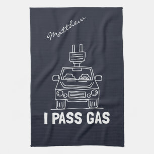 I Pass Gas Eco Electric Car Gag Tea Towel