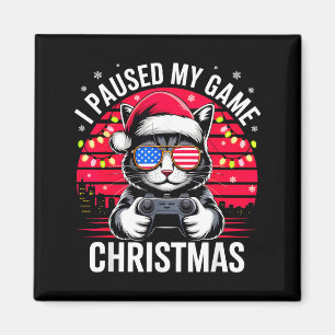 I Paused My Game For Christmas Cool Cat Usa Flag H Magnet
