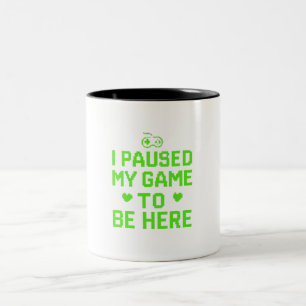 I Paused My Game Neon Pixel Art Two-Tone Coffee Mug