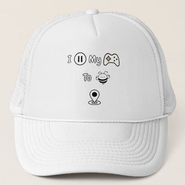 I Paused My Game To Be Here - Funny Kids Edition Trucker Hat (Front)