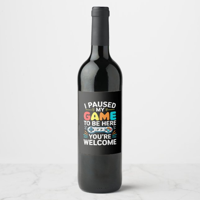 I Paused My Game To Be Here Shirt Men Women Kids V Wine Label (Front)