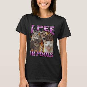 I Pee In Pools Funny Cat Meme Bootleg Graphic T-Shirt