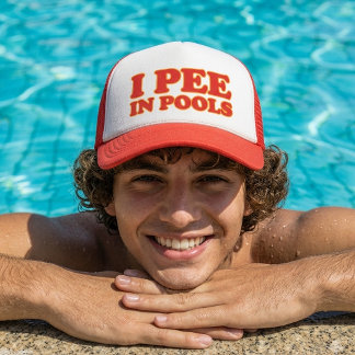 I pee in pools funny swimming summer vacation trucker hat