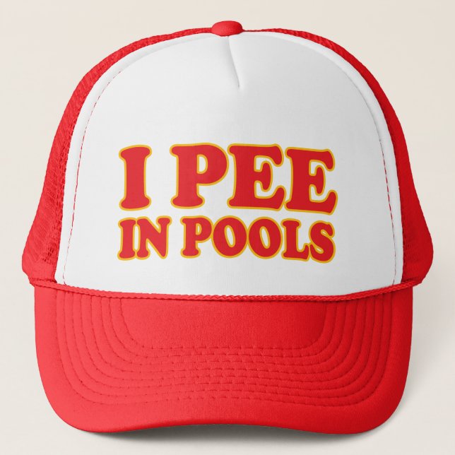 I pee in pools funny swimming summer vacation  trucker hat (Front)