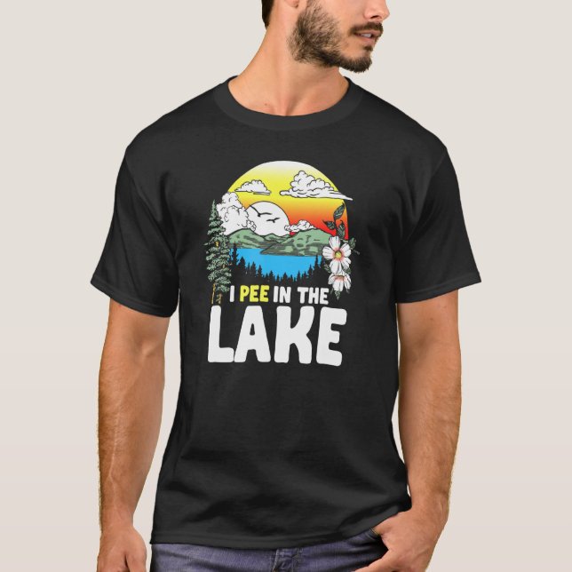 I Pee In The Lake Summer Vacation Swimming 80s T-Shirt (Front)