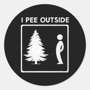 I Pee Outside Camping Humour Boy Sign Tee Camp Jok Classic Round Sticker