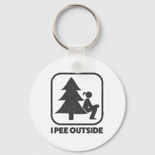 I Pee Outside Girl Sign Funny Camping Hiking Outdo Key Ring