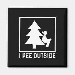 I Pee Outside Girl Sign Funny Camping Hiking Outdo Magnet