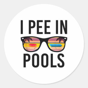 I Pees In Pools Vintage Sungles Funny Summer Beach Classic Round Sticker
