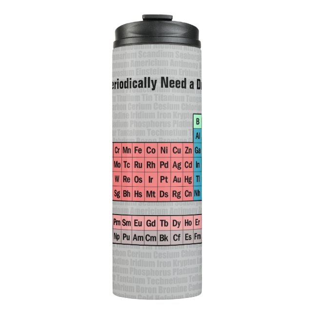 I Periodically Need a Drink: Periodic Table Thermal Tumbler (Front)